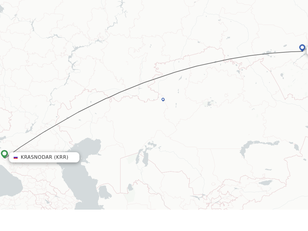 Flights from Krasnodar to Novosibirsk route map