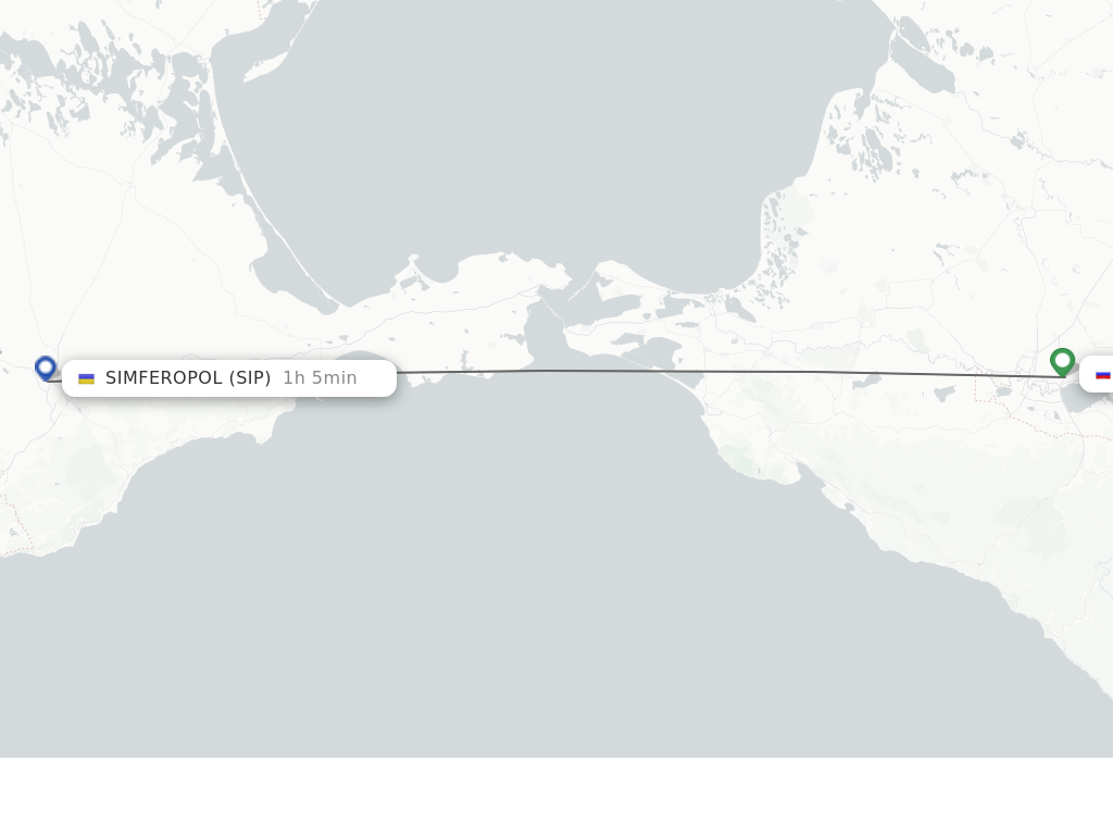Flights from Krasnodar to Simferopol route map