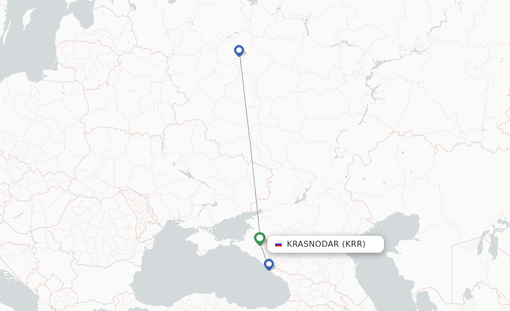Route map with flights from Krasnodar with UTair