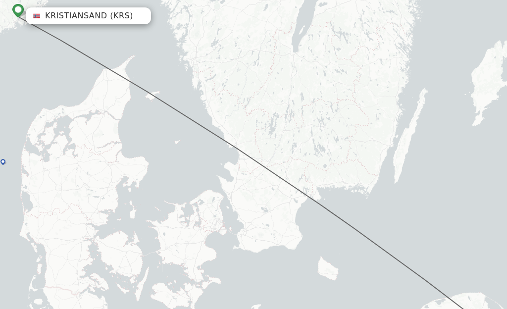 Flights from Kristiansand to Gdansk route map