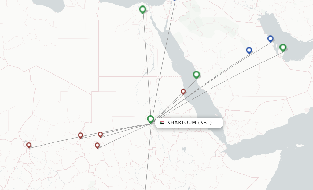 Route map with flights from Khartoum with Tarco Aviation