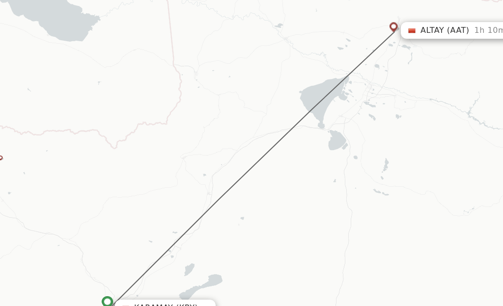 Flights from Karamay to Altay route map