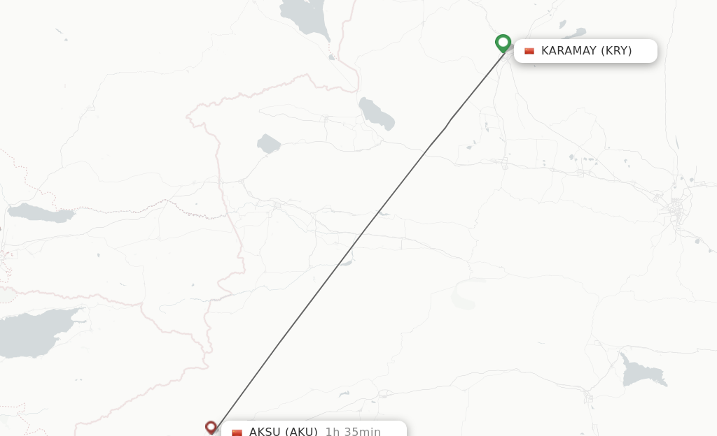 Flights from Karamay to Aksu route map