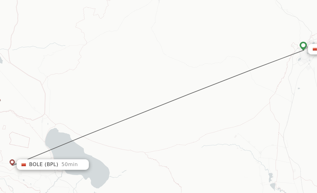 Flights from Karamay to Bole route map