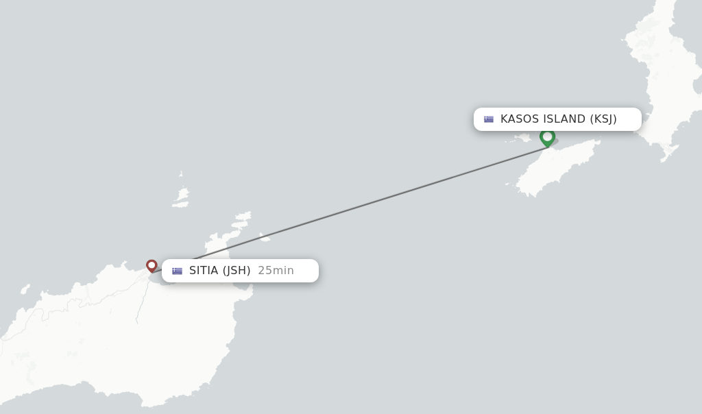 Flights from Kasos Island to Sitia route map