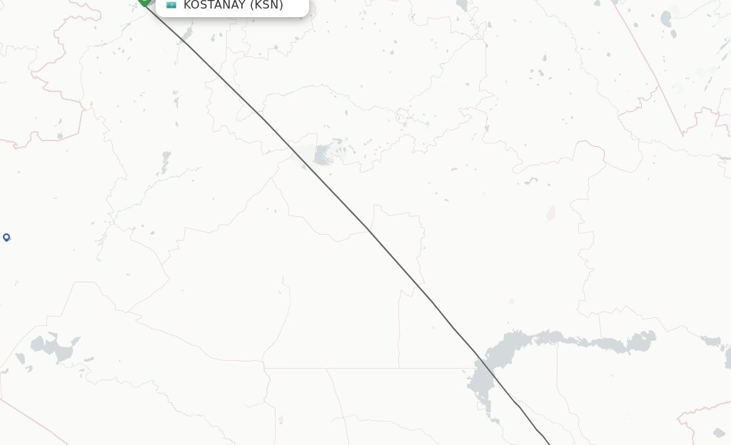 Flights from Kostanay to Almaty route map