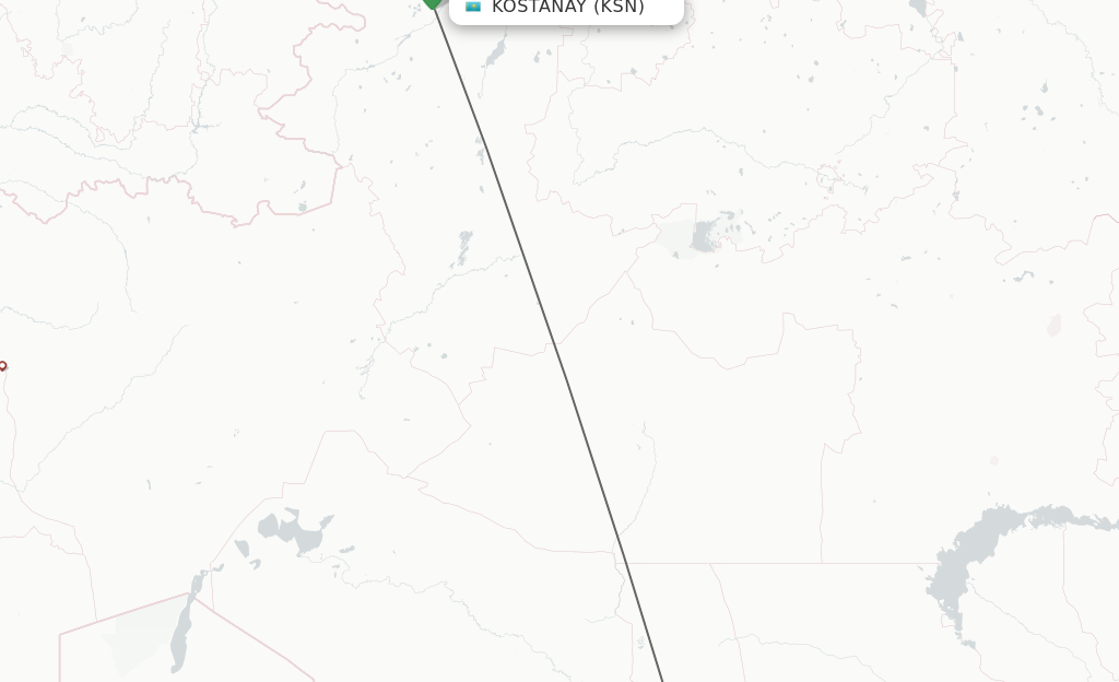 Flights from Kostanay to Turkistan route map