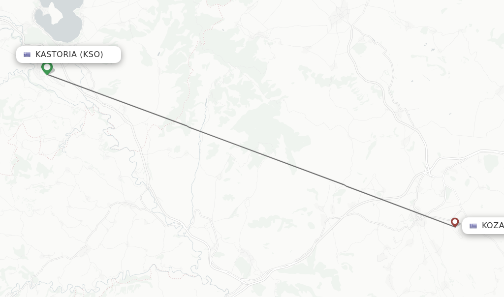 Flights from Kastoria to Kozani route map