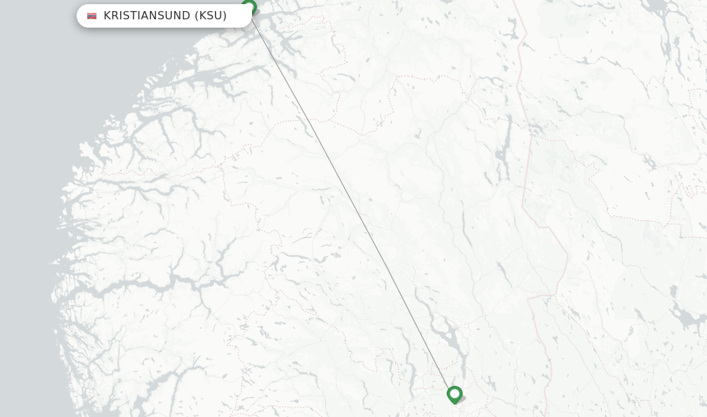 Route map with flights from Kristiansund with SAS