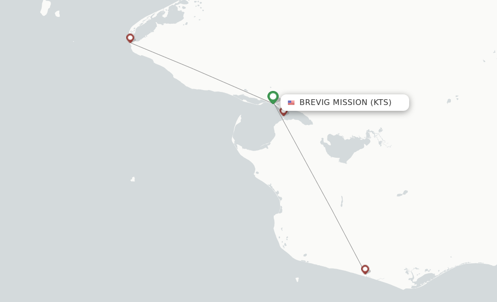 Route map with flights from Brevig Mission with Easy Fly Express