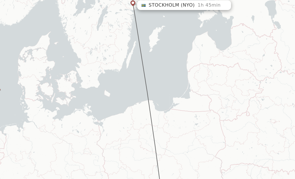 Flights from Katowice to Stockholm route map