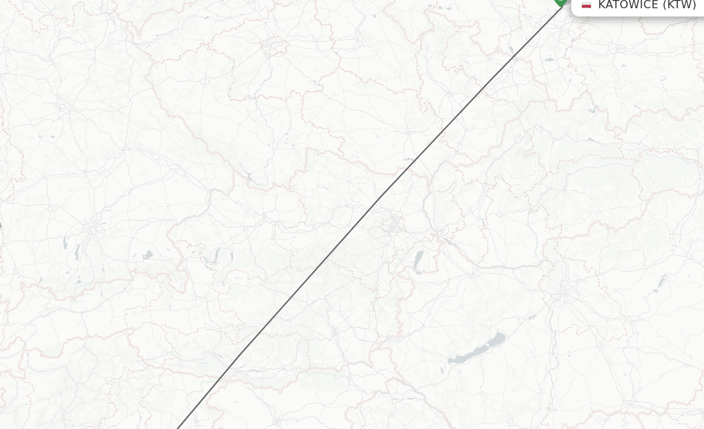 Flights from Katowice to Venice route map