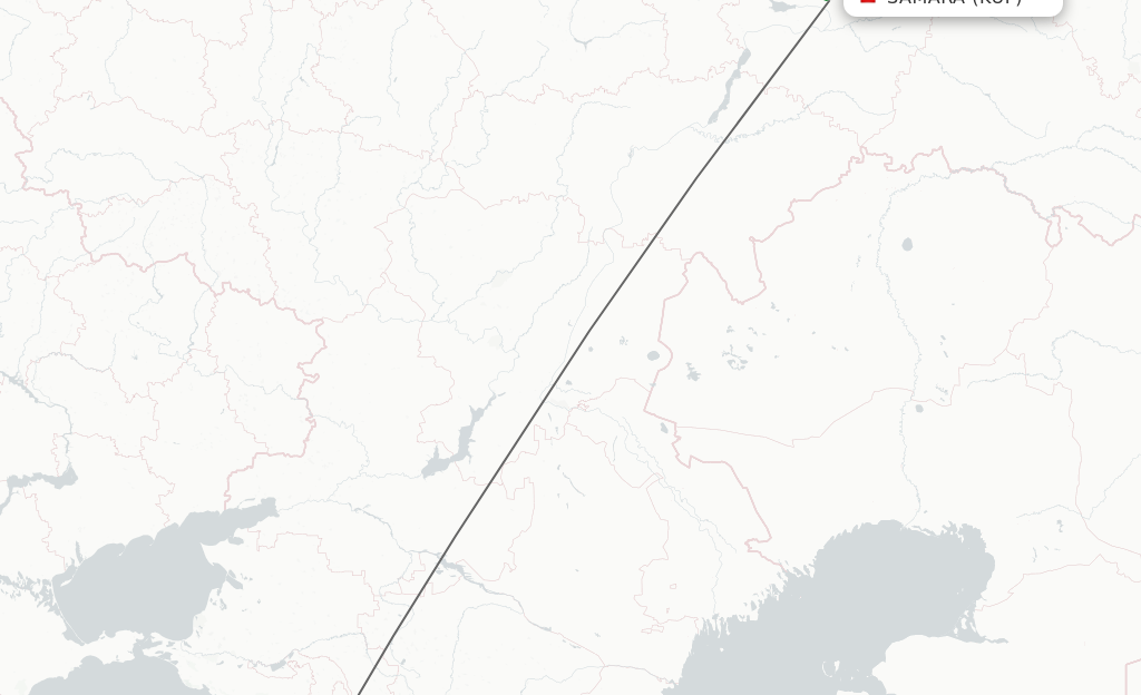 Flights from Samara to Adler/Sochi route map