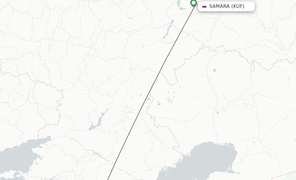 Flights from Samara to Mineralnye Vody route map