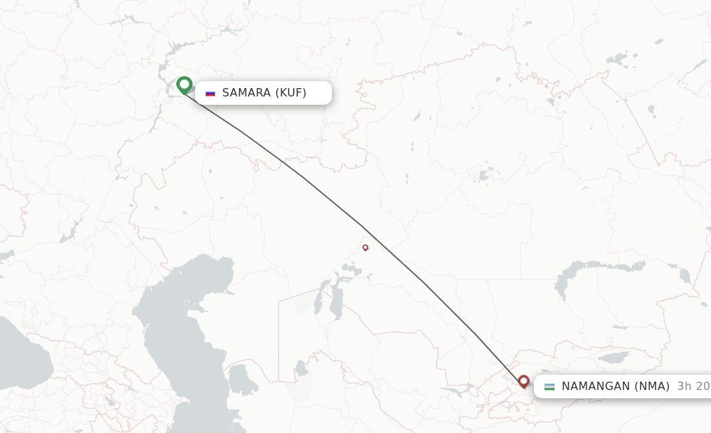 Flights from Samara to Namangan route map