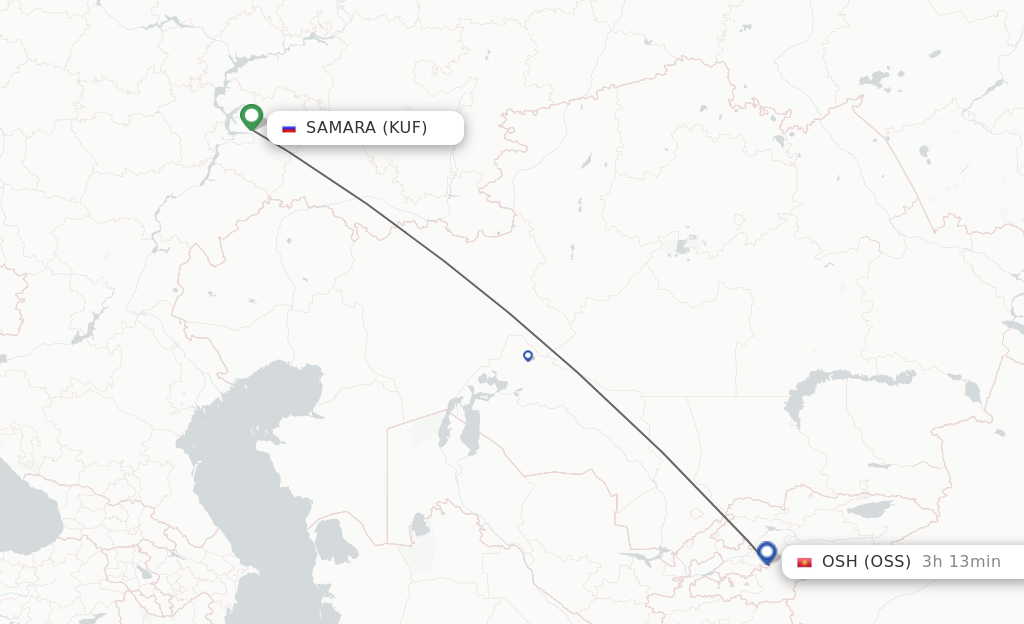 Flights from Samara to Osh route map