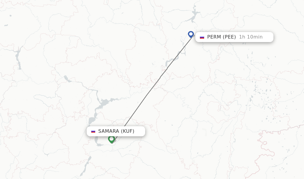 Flights from Samara to Perm route map