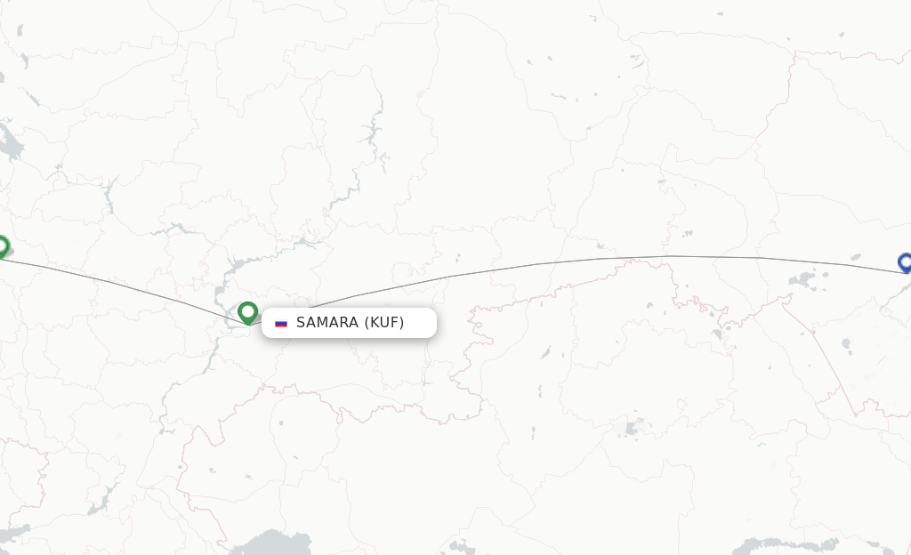 Route map with flights from Samara with S7 Airlines