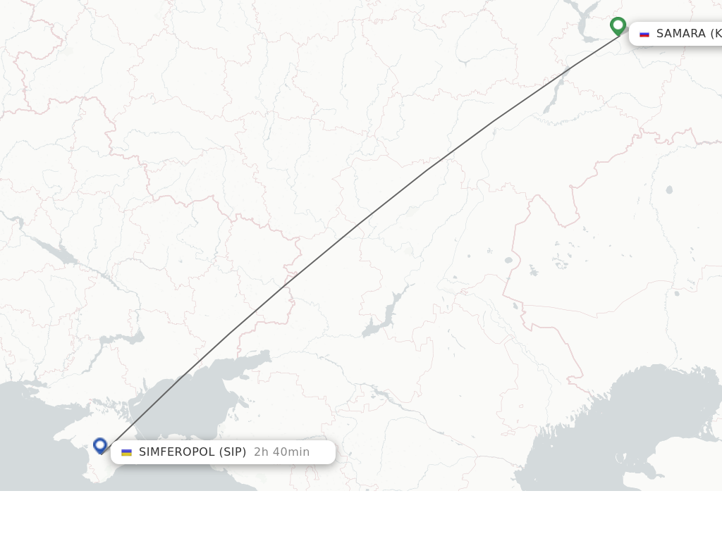 Flights from Samara to Simferopol route map