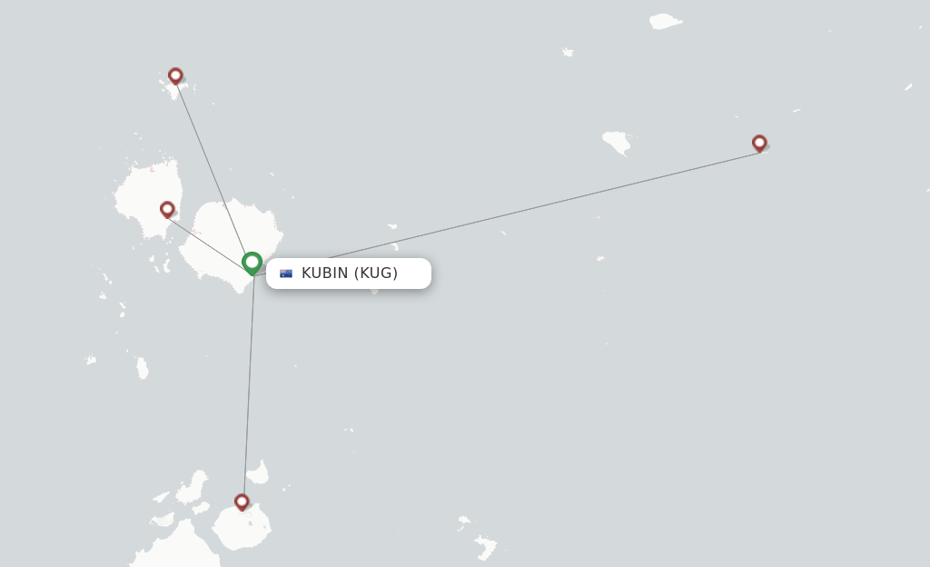 Route map with flights from Kubin with Skytrans Airlines