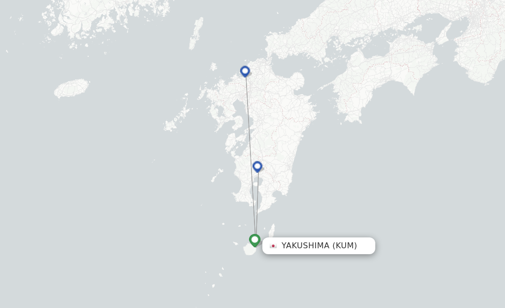 Route map with flights from Yakushima with ANA