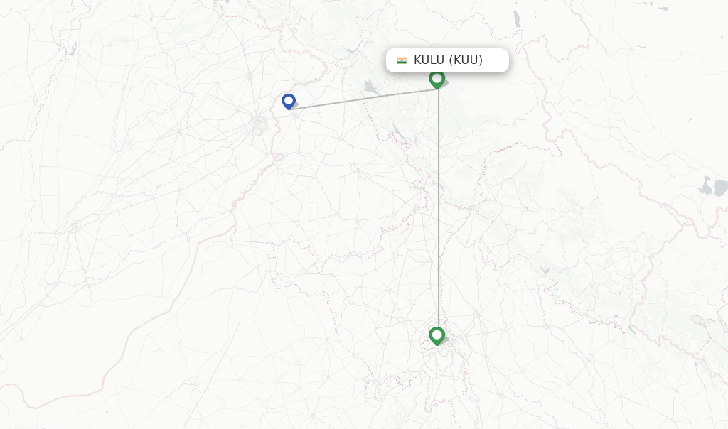 Route map with flights from Kulu with Alliance Air