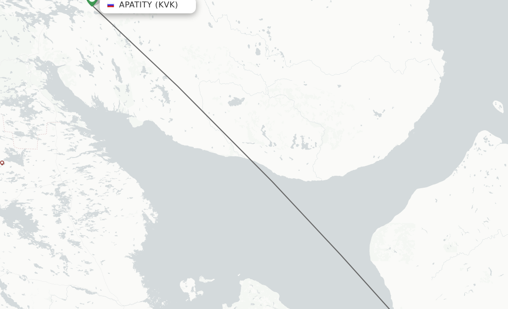 Flights from Kirovsk to Arkhangelsk route map