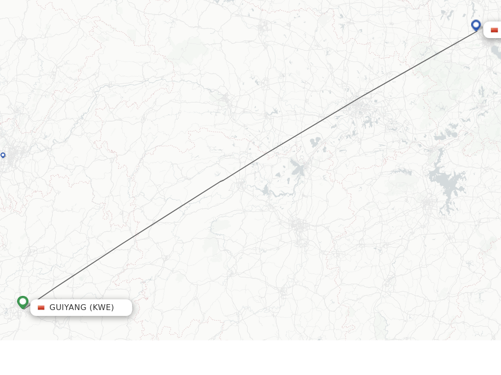 Flights from Guiyang to Hefei route map