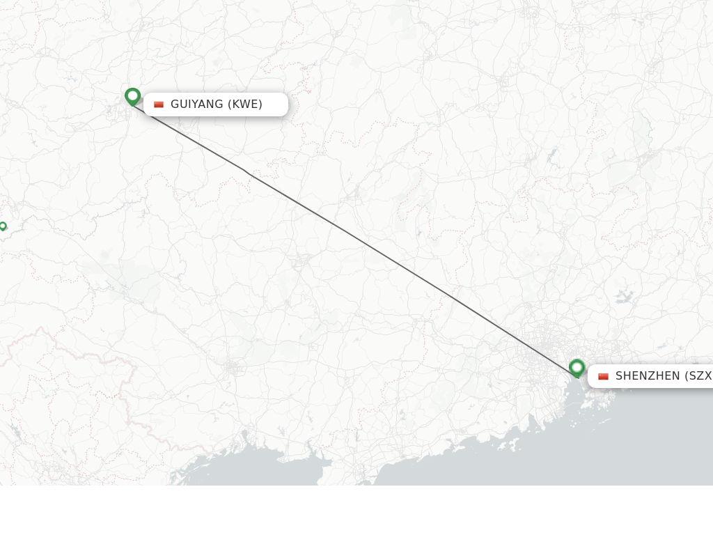 Flights from Guiyang to Shenzhen route map