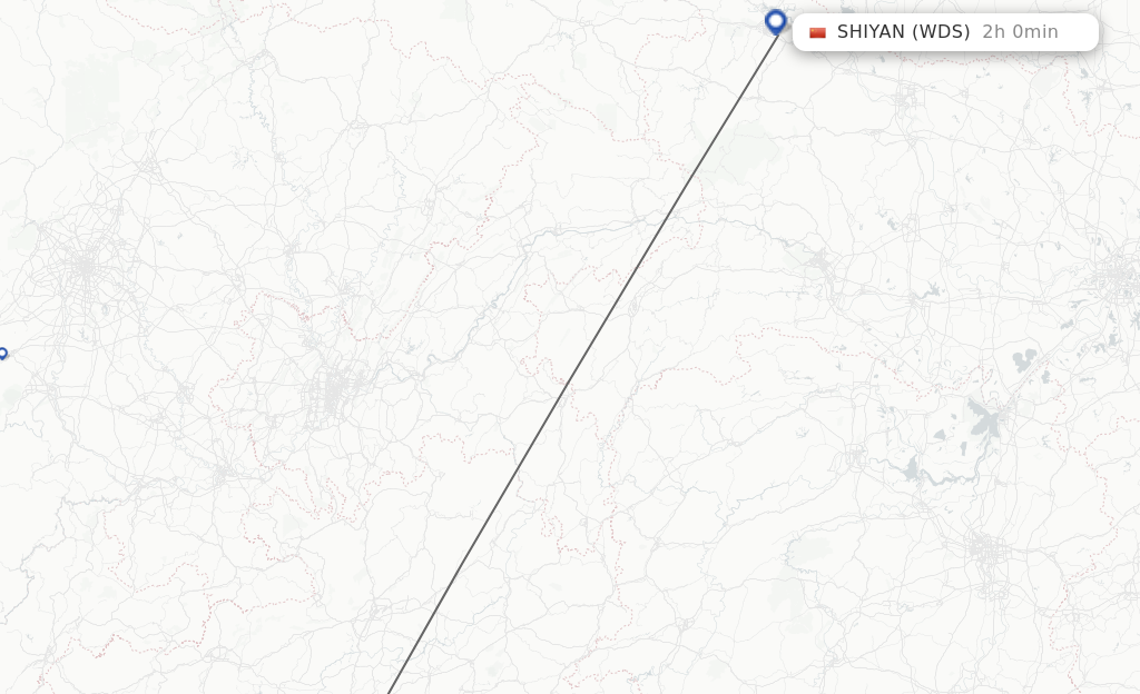 Flights from Guiyang to Shiyan route map