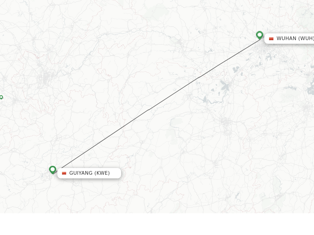 Flights from Guiyang to Wuhan route map