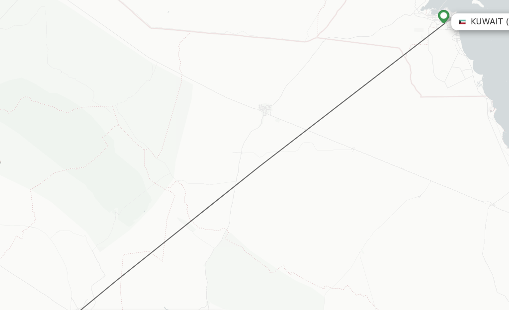 Flights from Kuwait to Gassim route map