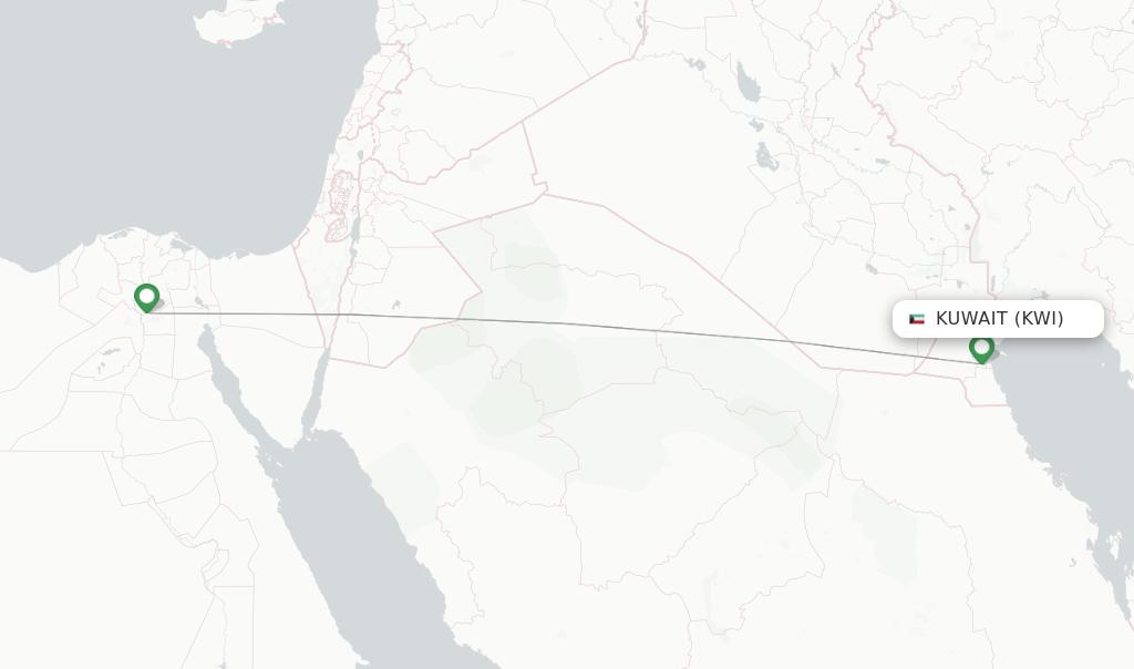 Route map with flights from Kuwait with EgyptAir