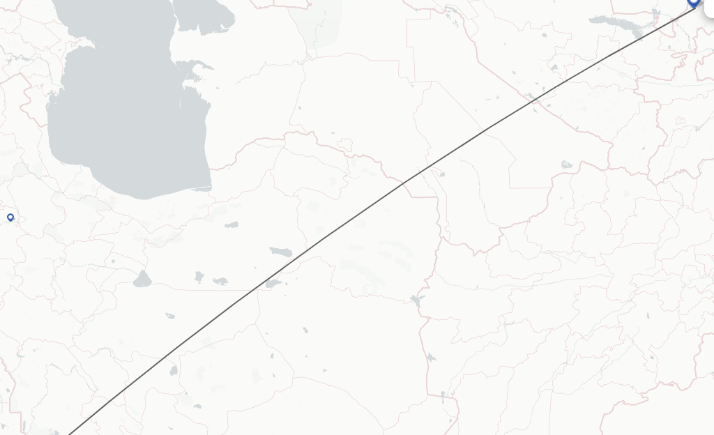 Flights from Kuwait to Tashkent route map