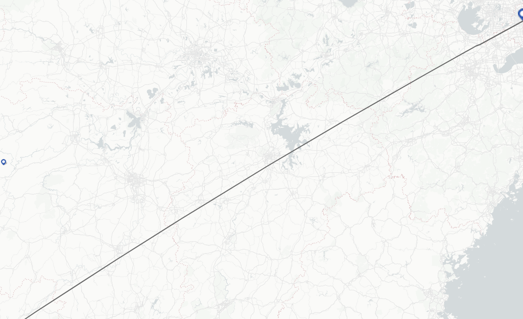 Flights from Guilin to Shanghai route map