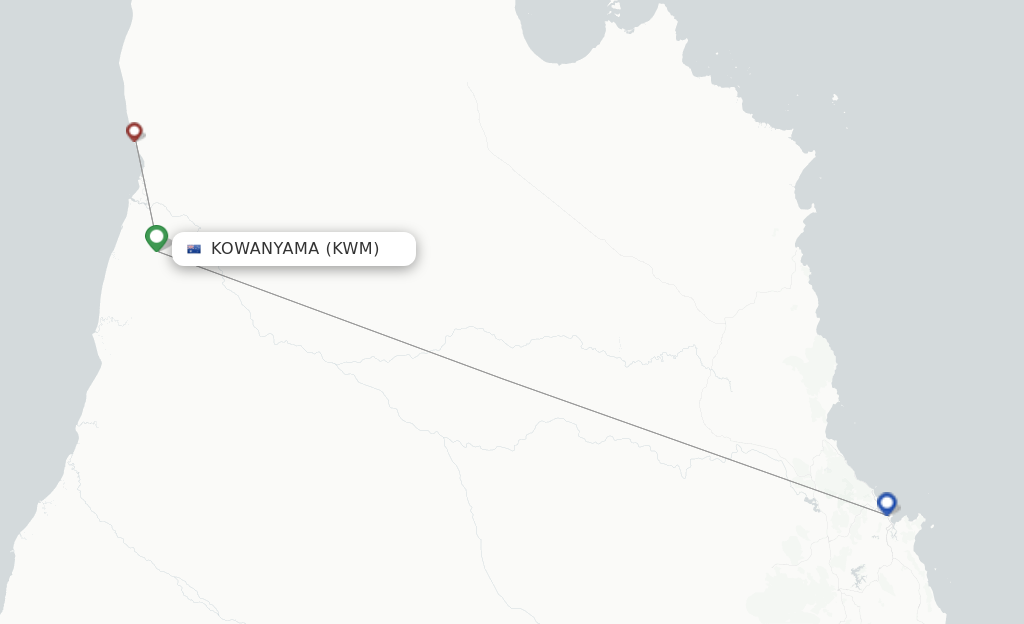 Route map with flights from Kowanyama with Skytrans