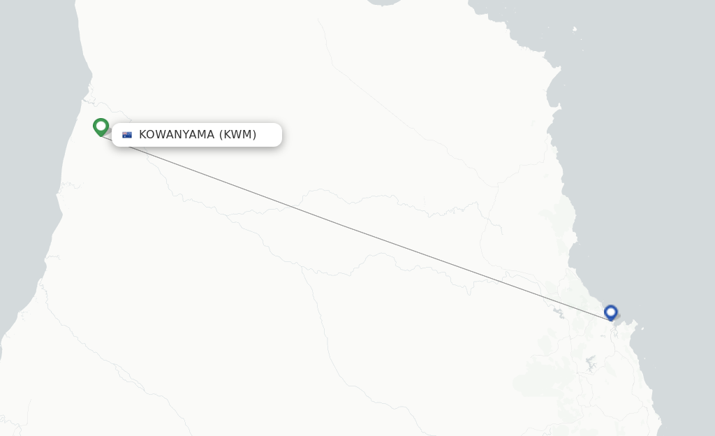 Route map with flights from Kowanyama with FlexFlight