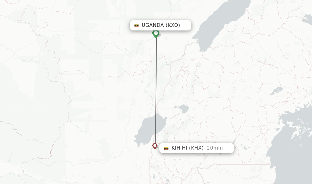 Flights from Kisoro to Kihihi route map