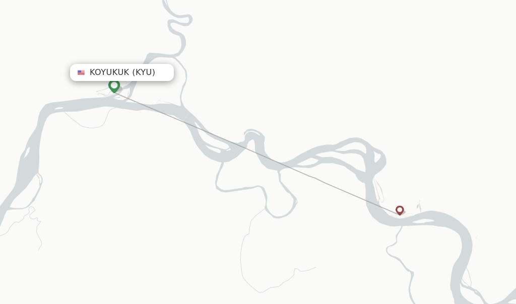 Route map with flights from Koyukuk with Astral Aviation