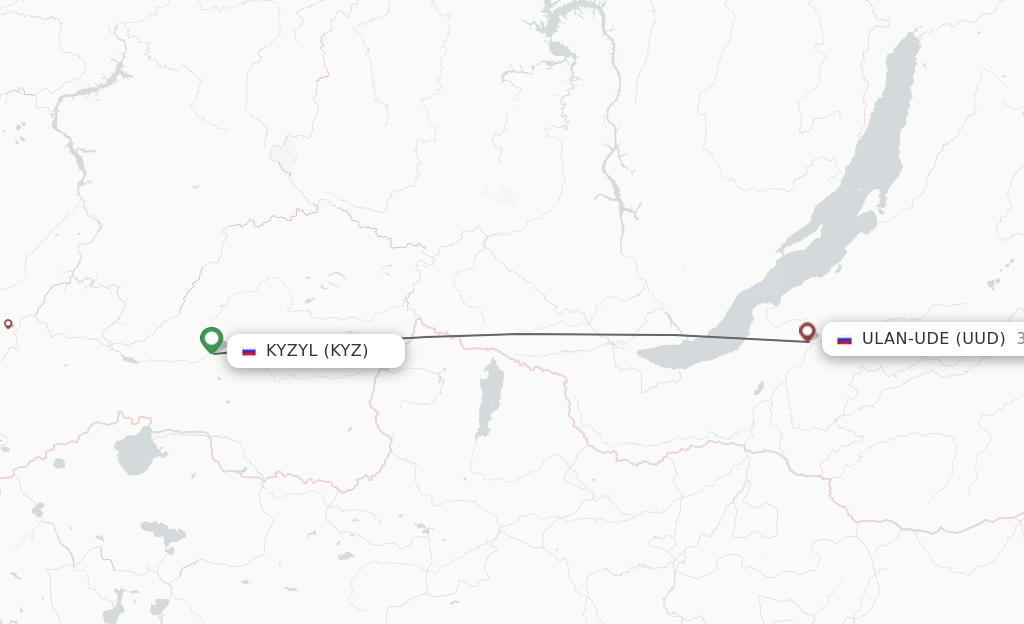 Flights from Kyzyl to Ulan-Ude route map
