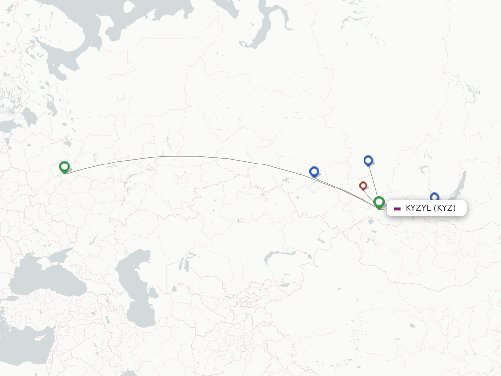 Flights from Kyzyl to Moscow route map
