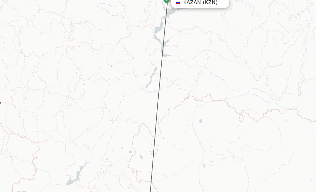 Flights from Kazan to Astrakhan route map