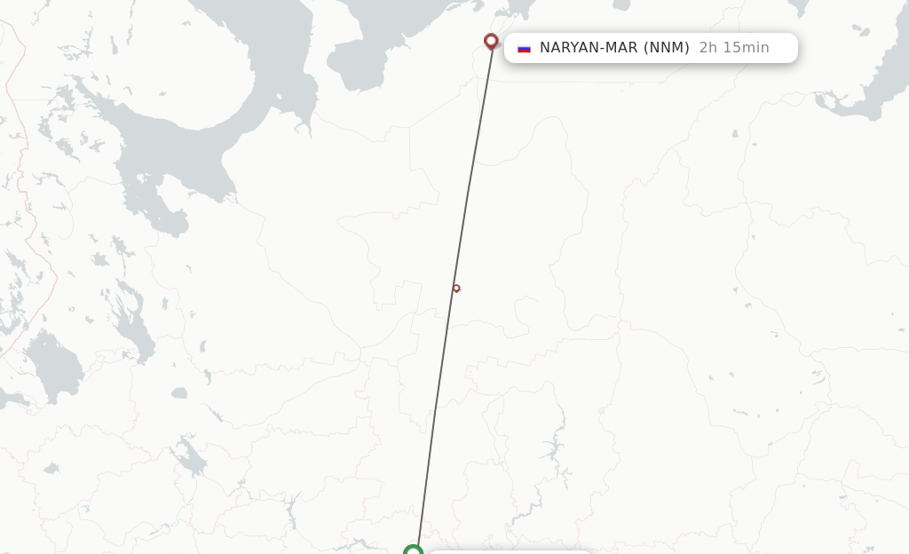 Flights from Naryan-Mar to Kazan route map