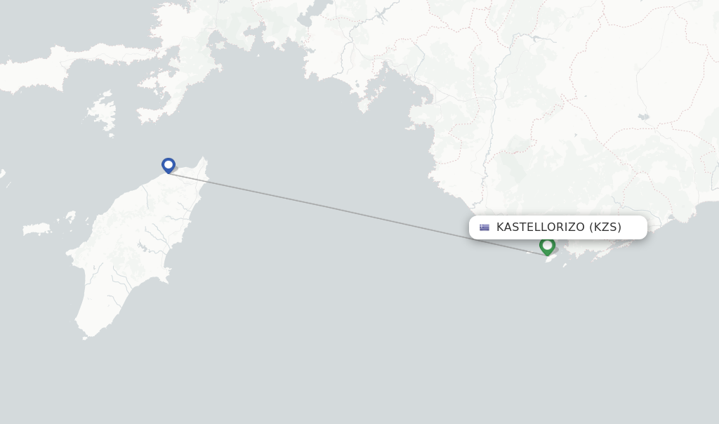 Route map with flights from Kastellorizo with Olympic Air