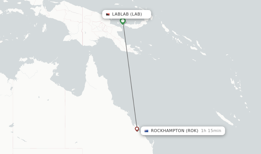 Flights from Lablab to Rockhampton route map