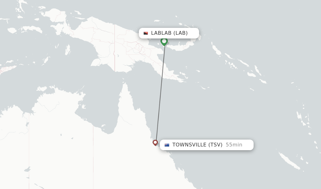 Flights from Lablab to Townsville route map