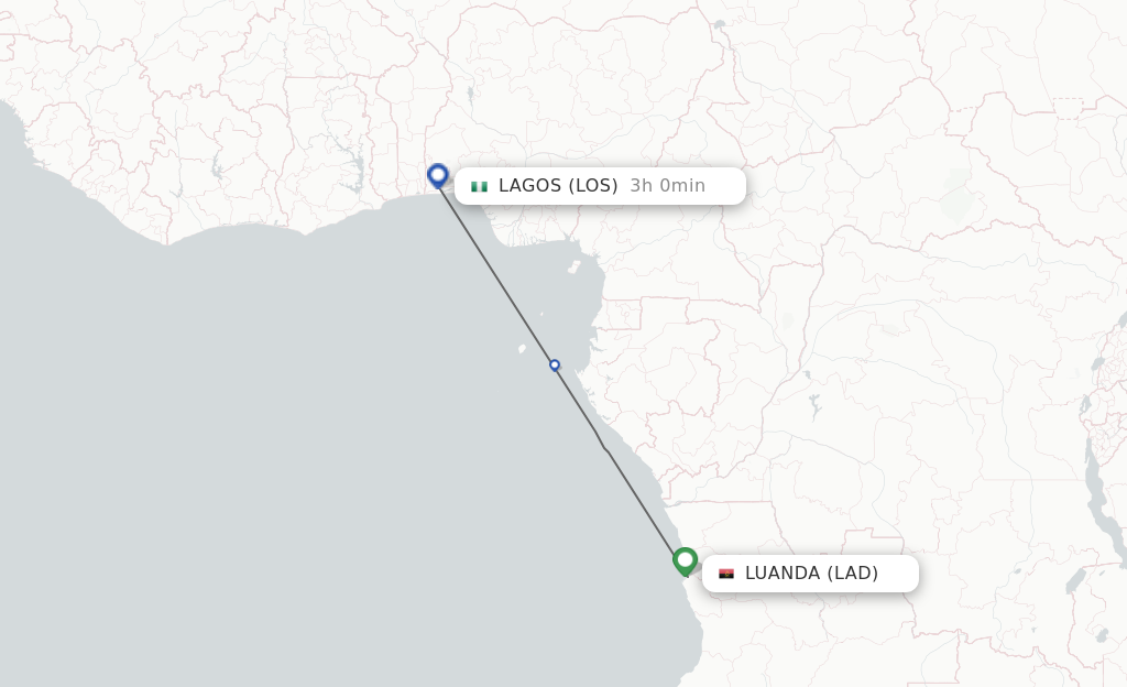 Flights from Luanda to Lagos route map