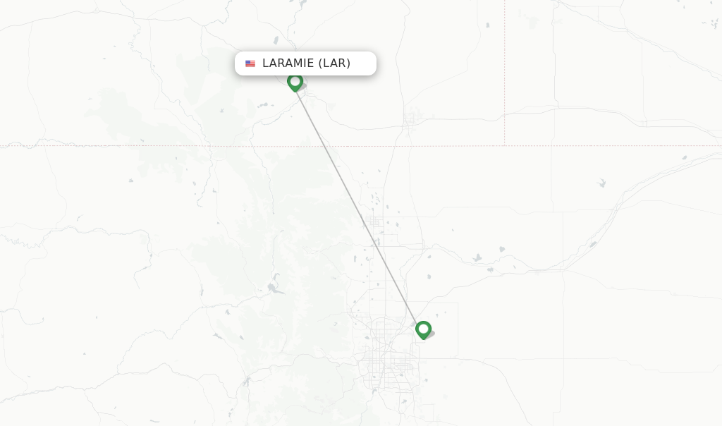 Route map with flights from Laramie with United