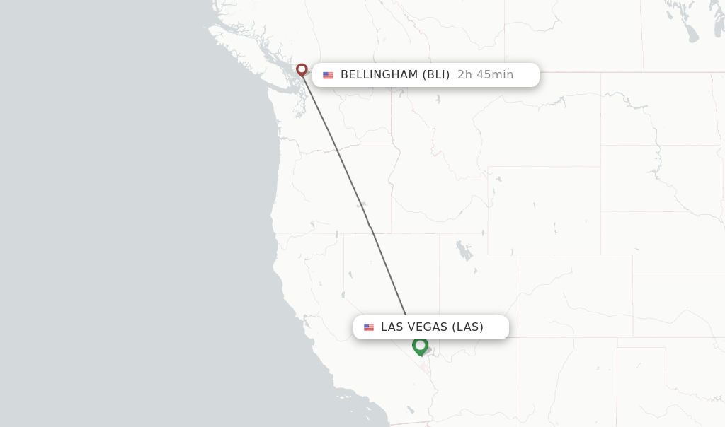 Flights from Las Vegas to Bellingham route map