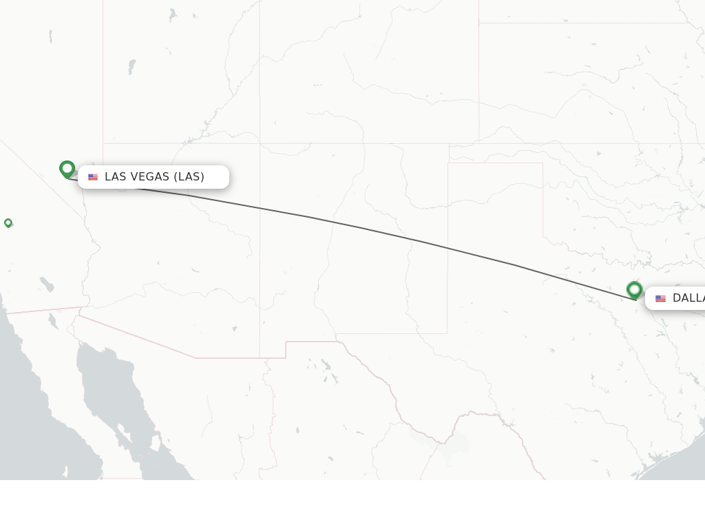 Flights from Las Vegas to Dallas route map